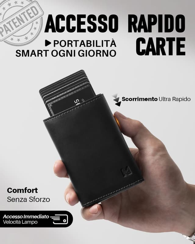 Detalle 2 de MYSHION portafoglio pop-up da uomo con RFID e tasca monete, trifold con finestra ID (nero)
