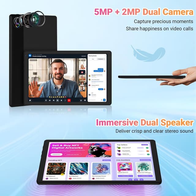 Thumbnail 6 de Gleeso 10-inch Android 16 Tablet (16GB RAM, 1TB TF, Widevine L1, BT 5.4/5G WiFi) with Face Unlock – Black