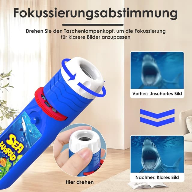 Detalle 2 de Pup Go Kinderprojektor-Taschenlampe „Meer Welt & Ozean“ mit 3 Discs (24 Bilder) – Spielzeug-Beamer ab 3 Jahren