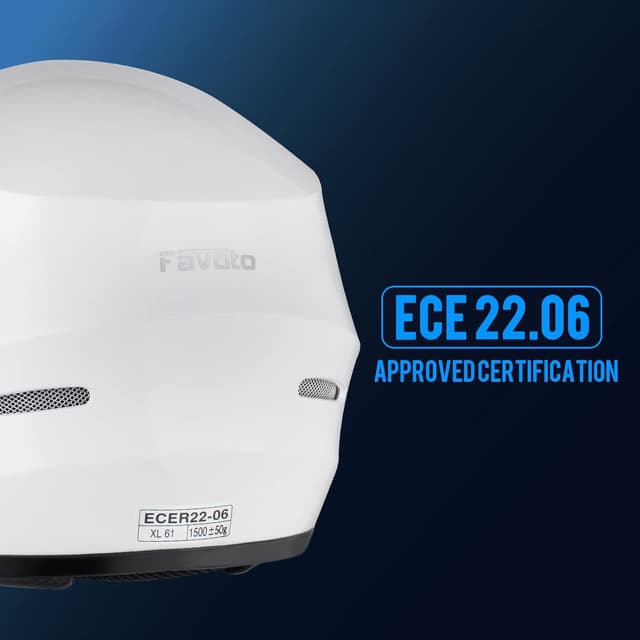 Detalle de Favoto Casco moto integrale per adulti XL (61 cm) bianco approvato ECE 22.06