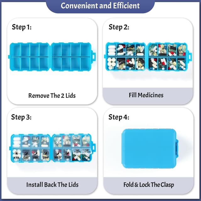 Thumbnail 4 de Foldable Weekly Pill Organizer 7-Day, 2x Daily ๐
