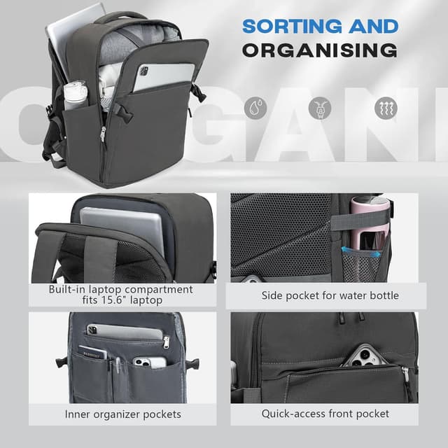 Detalle de Xkdoai 45x36x20 cabin backpack for easyJet-style cabin bag (grey)