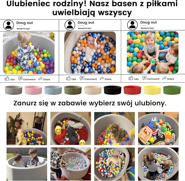 Thumbnail 6 de Zedachica Bällebad für Babys aus Schaumstoff (90 x 30 cm), hellblau – für drinnen & draußen, ohne Bälle