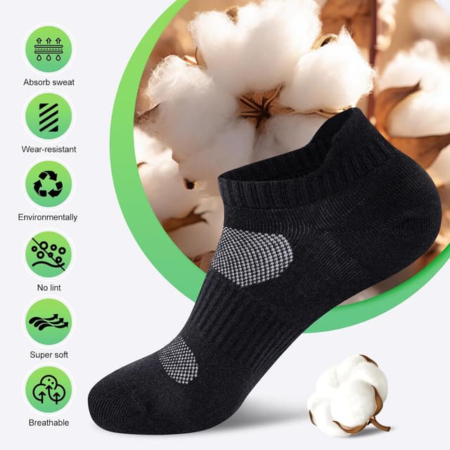 Detalle de Niorasen Calzini Uomo 10 Paia traspiranti (cotone, corti) per lavoro, passeggiate e casual