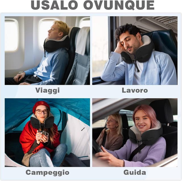 Thumbnail 2 de Radikor Cuscino da viaggio ergonomico in memory foam per collo