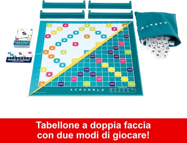 Detalle de Mattel Games Scrabble – Il gioco da tavolo delle parole (nuova versione) con doppio tabellone e Parole di Squadra HXW03