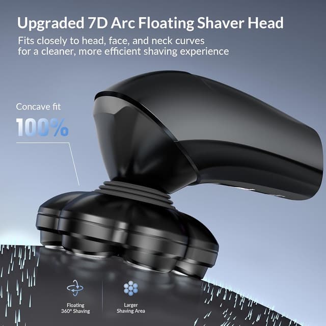 Detalle 2 de HiBig 7D Arc Magnetic Detachable Electric Razor Kit for Bald Men (IPX7, 5-in-1)