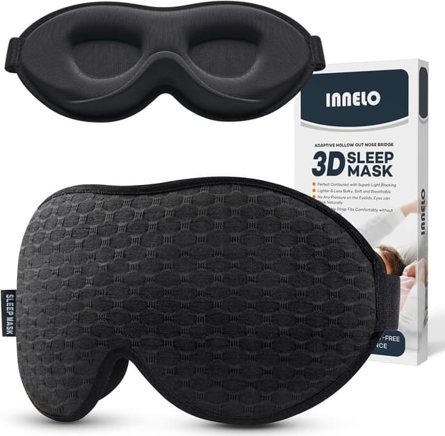 Detalle de INNELO 3D-Schlafmaske 100% lichtdicht für Reisen 😴