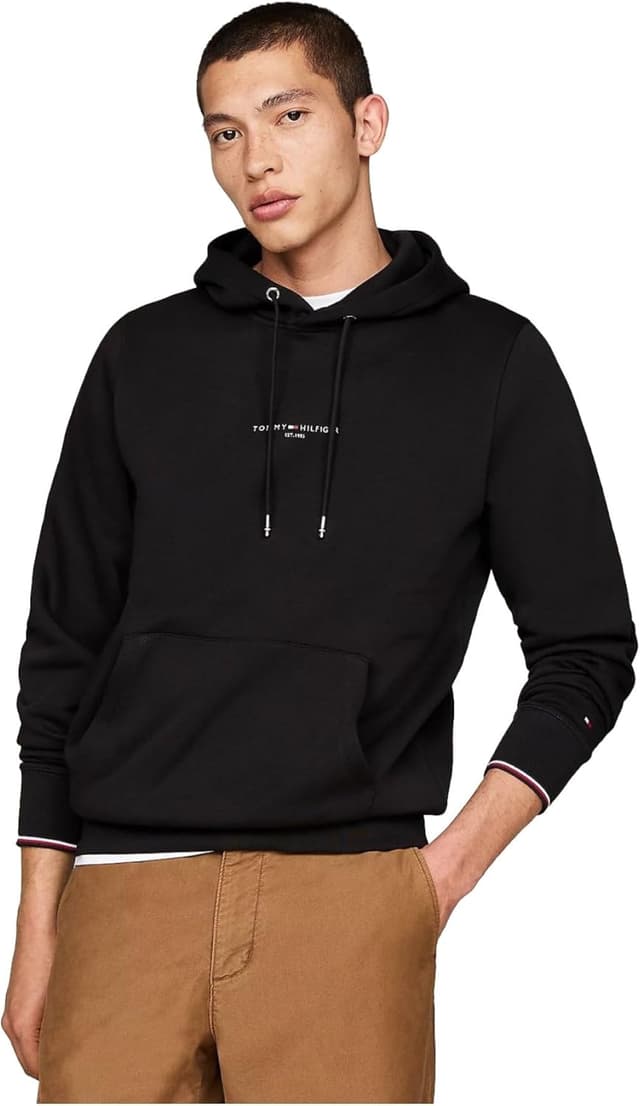 Detalle de Tommy Hilfiger Herren Hoodie – lässiger Kapuzenpullover mit Tunnelzug