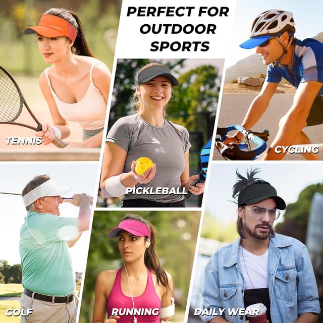 Detalle 2 de Sukeen Sports Sun Visor (Men & Women) Lightweight, Packable Cooling Stretchy Visor Hat for Running, Tennis, Golf