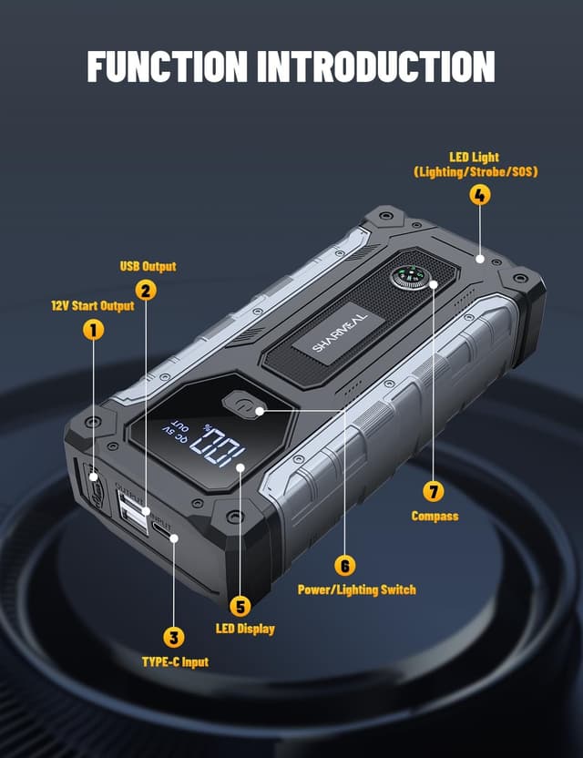 Thumbnail 5 de Sharmeal Car Jump Starter 6000A 12V portable booster