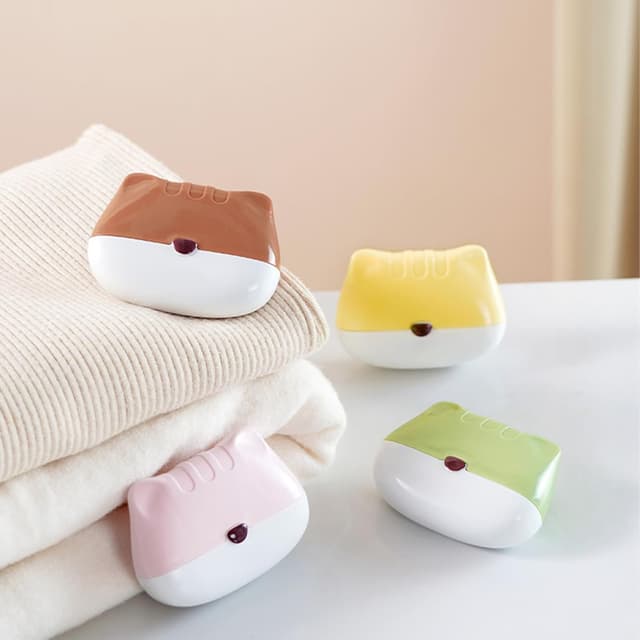 Thumbnail 6 de 2er-Set tragbare, waschbare Fusselrolle mit Staubschutzhülle (Katzenform) – Pink/Braun