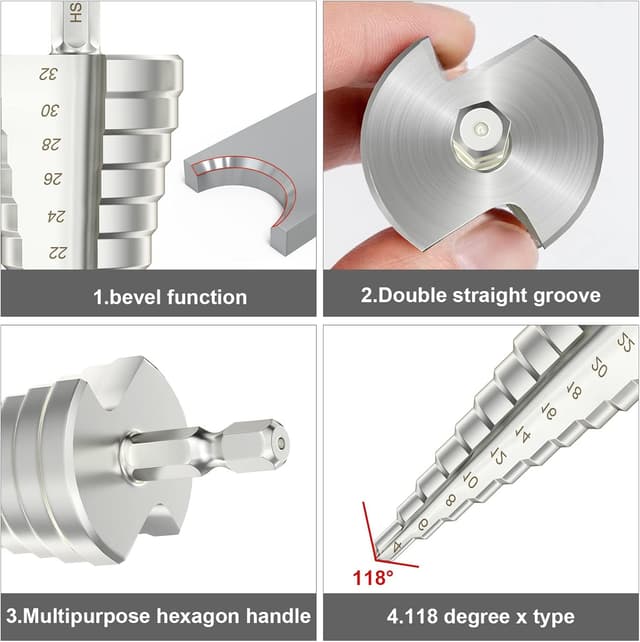 Thumbnail 3 de flintronic Punte coniche e fresa conica a gradini HSS Titanium (misure 4-12/4-20/4-32)