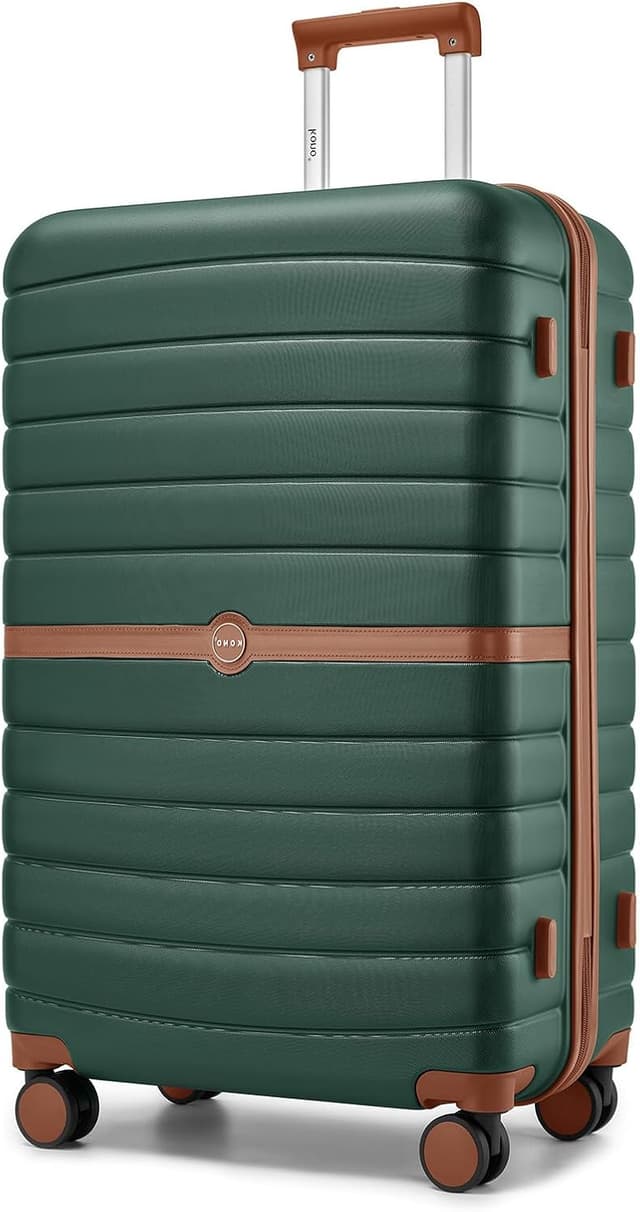 Detalle de KONO Valigia Grande Rigida 76,5 cm ABS+PC con 8 ruote e trolley 94 L, verde scuro