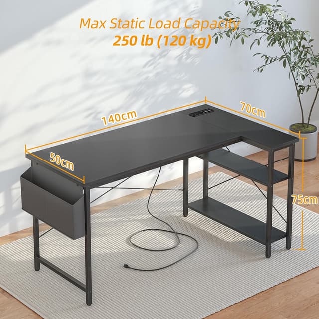Detalle de BEXEVUE L-shaped desk with 140x70cm