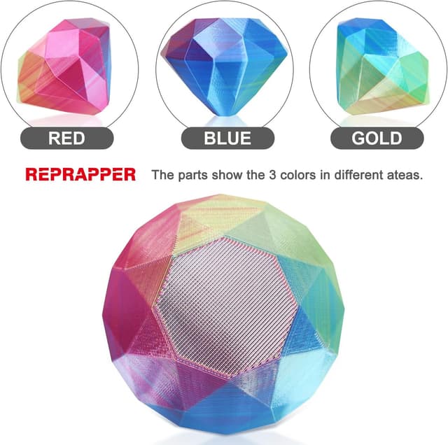 Thumbnail 1 de Reprapper PLA Filament 1.75mm Red/Gold/Blue