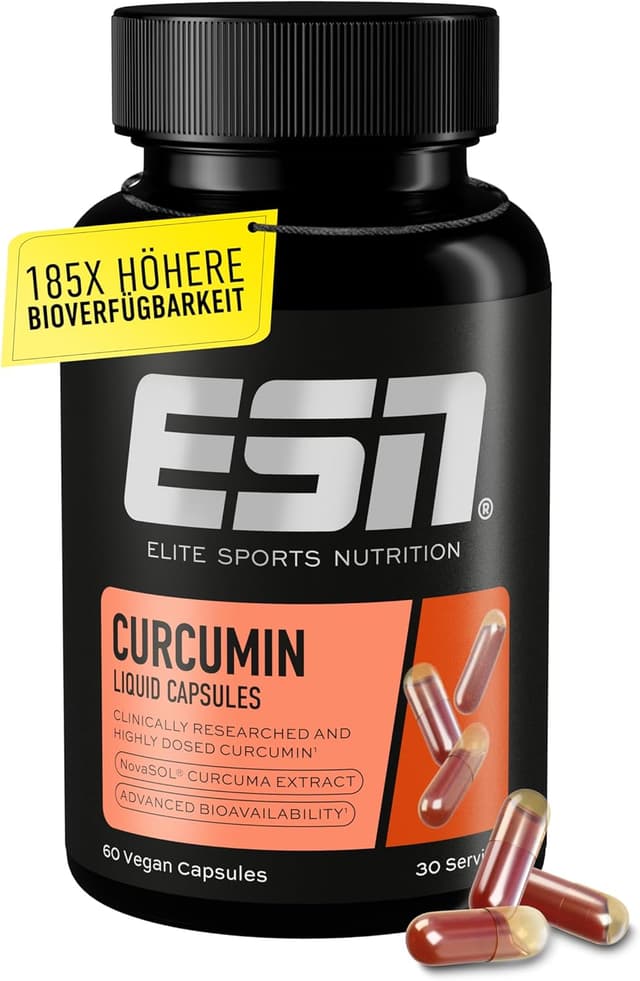 Detalle de ESN Kurkuma Kapseln (Kurkumin) mit 1000 mg Curcumin pro Portion – 60 Kapseln, vegan