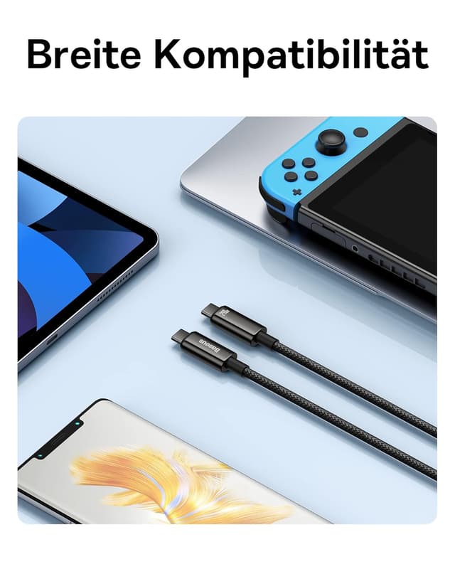 Thumbnail 6 de Baseus USB‑C auf USB‑C Kabel 240W (1 m) mit PD 5A & QC 4.0 Schnellladung