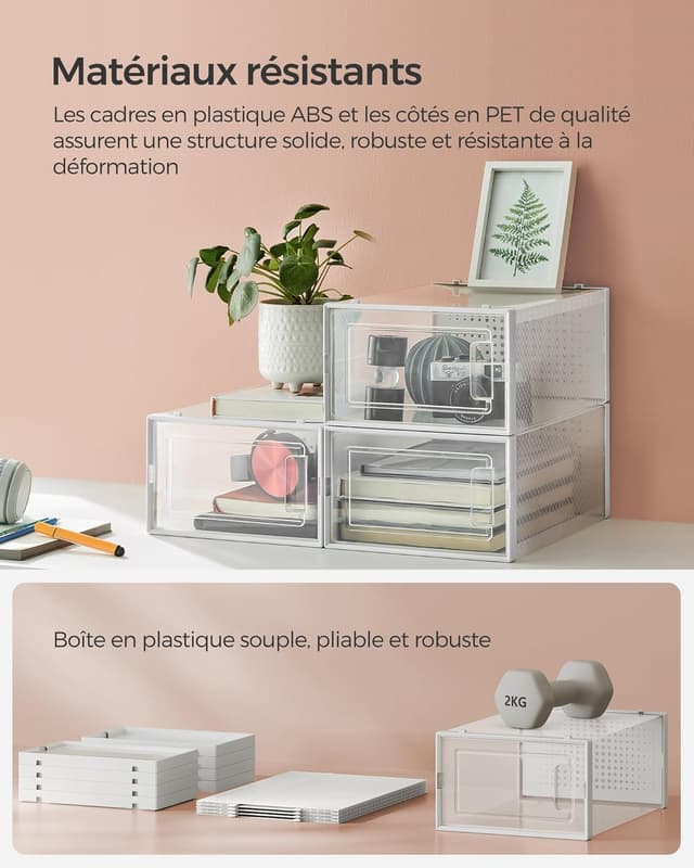 Thumbnail 5 de SONGMICS LSP12SWT Boîtes à chaussures 30×22,5×13,5 cm