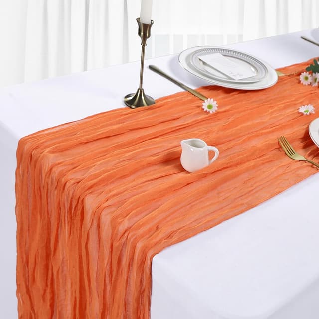 Detalle 2 de Heneger 12-Pack Orange Cheesecloth Table Runner (10-Foot) for Easter, Spring & Boho Party Decor