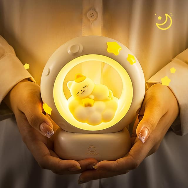 Detalle de Wetry Kids Night Light Moon Lamp (Rabbit design) – battery operated, touch-dimmable portable bedside lamp