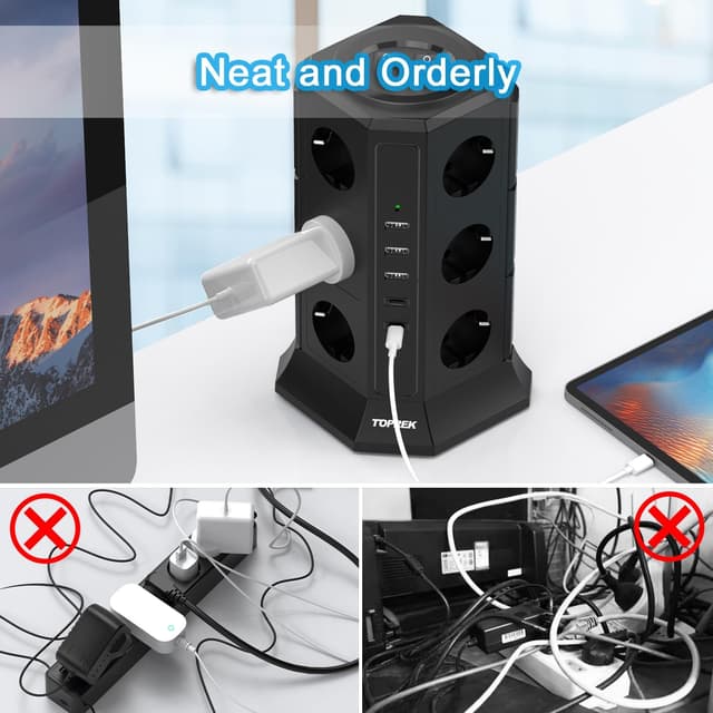 Thumbnail 5 de TOPREK Mehrfachsteckdose 12‑fach 4000W