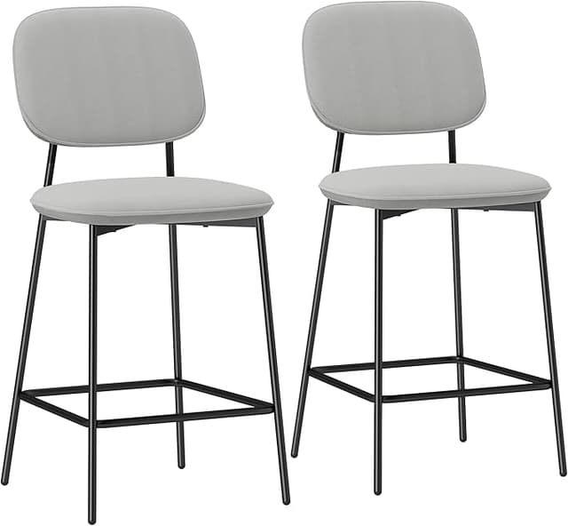 Imagen de HOMCOM Juego de 2 Taburetes de Cocina Tapizados en Terciopelo en OfertitasTOP