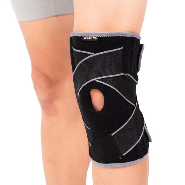 Detalle de BraceUP Knee Support with Side Stabilizers & Patella Gel Pads (S/M) for knee pain, arthritis and patella stabilisation