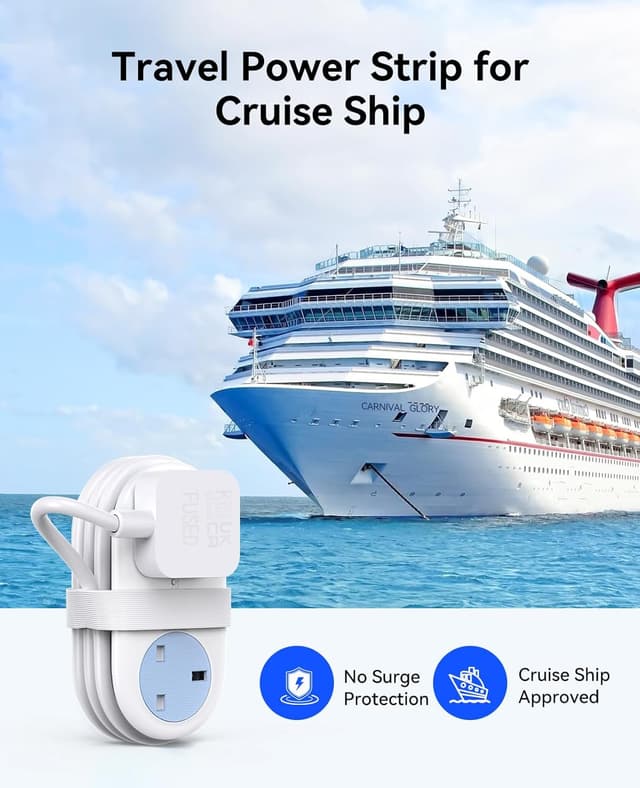 Detalle 2 de ORICO Travel Extension Lead with USB Slots, 2 AC outlets & 3 USB ports (1 USB-C) – 13A 3250W, rollable power strip