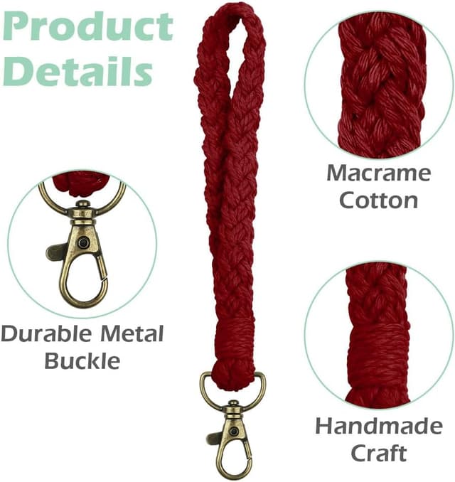 Detalle de Bracelet lanière APXEL avec porte-clés poignet boho, fait main et tressé