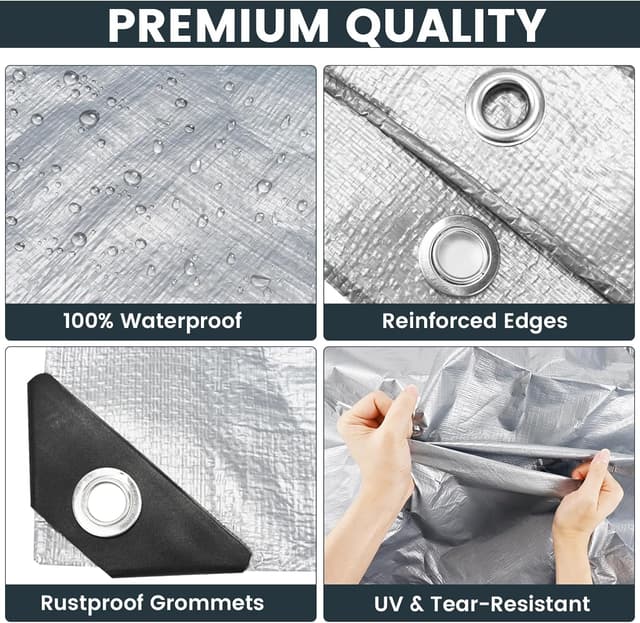 Thumbnail 1 de TICONN Heavy Duty Tarp Cover 5.5 Mil 6'x8