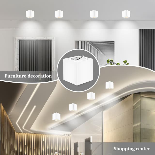 Detalle de GeyouLux Aufbauspots eckig schwenkbar 30° für GU10, Aufputz 230V – 4er-Set (ohne Leuchtmittel)