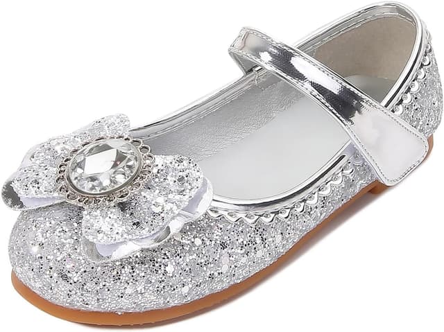 Detalle de FStory&Winyee Mädchen Prinzessin-Sandalen mit Glitzer, Kristall-Optik & Elsa-Brosche (Zubehör für Kostüm, Karneval & Party)