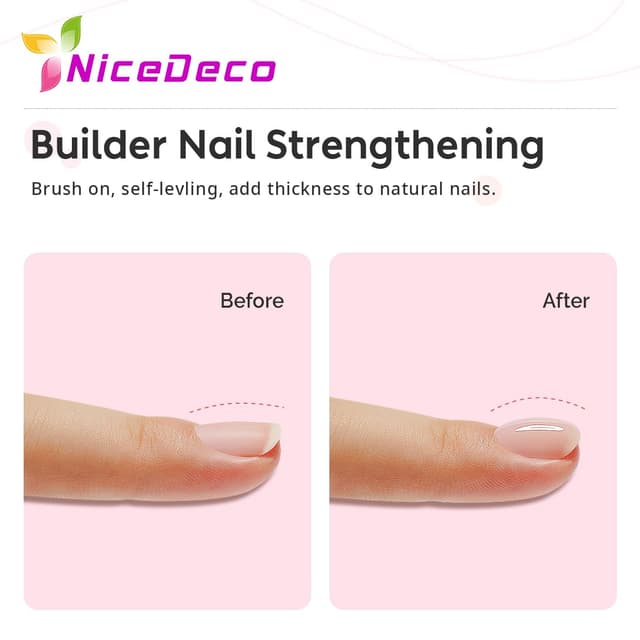 Detalle de Nicedeco Rubber Base Gel Rosa (15 ml) – LED/UV Rubber Gel als Unterlack für Nagelaufbau