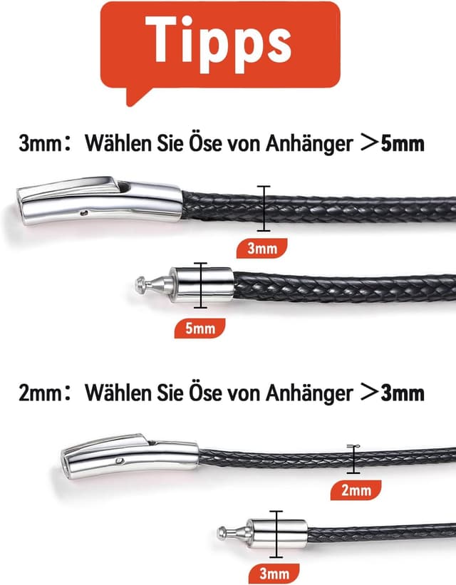 Thumbnail 6 de FaithHeart Lederkette für Herren & Damen – personalisierbares schwarzes Lederband mit Verschluss (ohne Anhänger), 40–75 cm