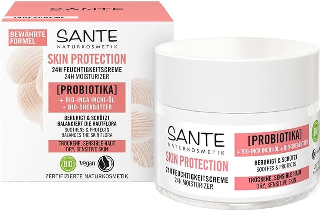 Detalle de SANTE Naturkosmetik Skin Protection 24h crema viso idratante con probiotici e olio di Inchi, burro di karité biologico 50 ml