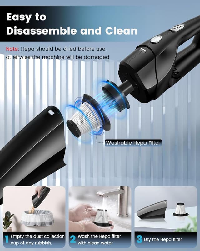 Thumbnail 4 de SERVOMASTER Handheld Vacuum Cleaner with HEPA filter 🧹