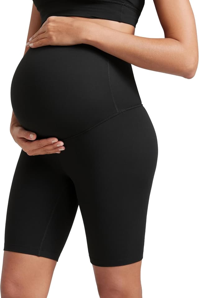 Detalle de CRZ YOGA Butterluxe Umstandsleggings kurz – Schwangerschafts-Shorts mit elastischem Bauch-Einsatz