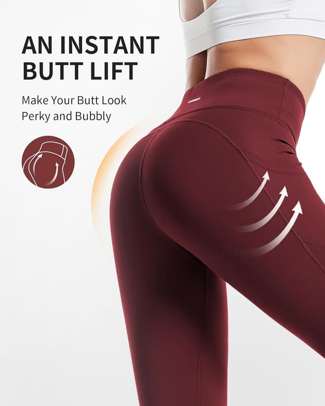Detalle 2 de CAMBIVO Leggins Sportivi Donna con cintura alta push-up e tasche