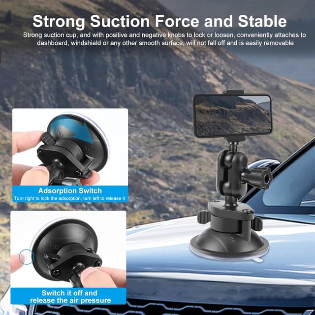 Detalle 2 de PULUZ 1/4 Arm Saugnapfhalterung für Actioncams