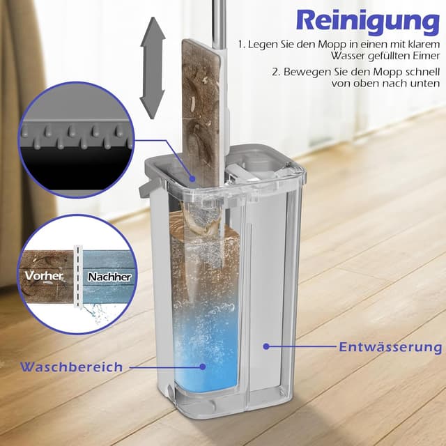 Thumbnail 2 de Eukue Wischmopp Set mit Eimer 140 cm 🧹