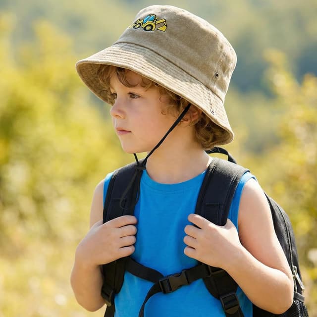 Thumbnail 6 de ViEinkaufen Kids Bucket Hat with Excavator Design (Beige) – Adjustable Drawstring & Chin Strap Sun Hat for Age 3–8