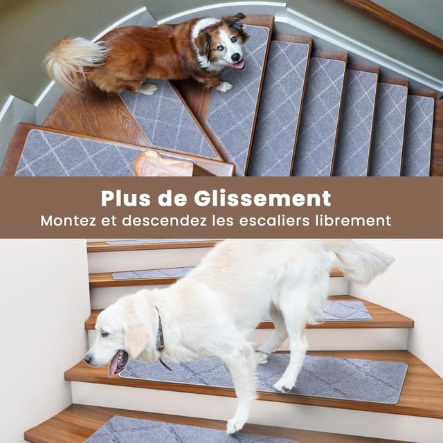 Thumbnail 5 de Homwiz Tapis d'Escalier Antidérapant Gris
