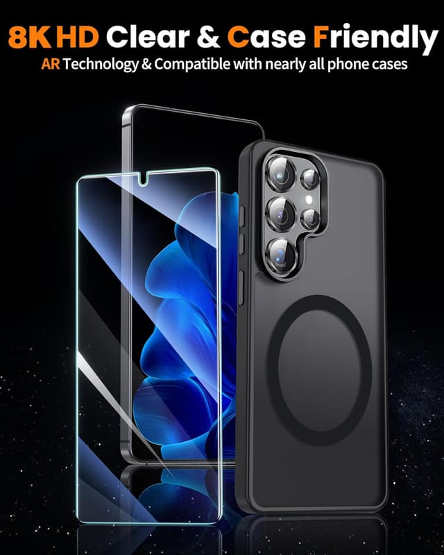 Detalle de letosan 3-Pack Tempered Glass Screen Protector for Samsung Galaxy S25 Ultra + 1 Camera Lens Protector Kit