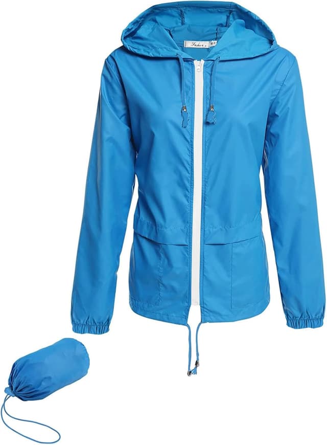 Detalle de Hount Women’s Lightweight Hooded Raincoat Waterproof Packable Active Outdoor Rain Jacket (S-3XL)