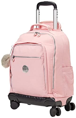 Detalle de Kipling New Zea Mochila Grande con Ruedas 🧳 Bridal Rose