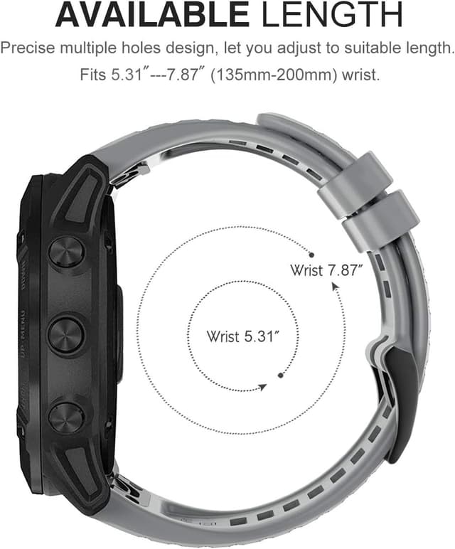 Thumbnail 6 de MoKo Quick Fit 22mm silicone watch band for Garmin Fenix 7/7 Pro, Fenix 6/6 Pro, Forerunner 965/955 and more (grey)