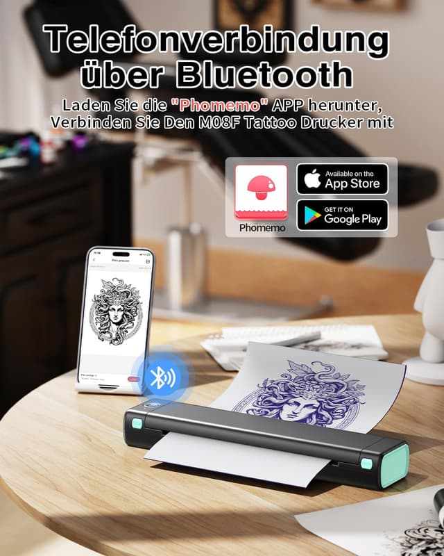 Detalle 2 de Phomemo M08F Tattoo Drucker 1200 mAh 🖨