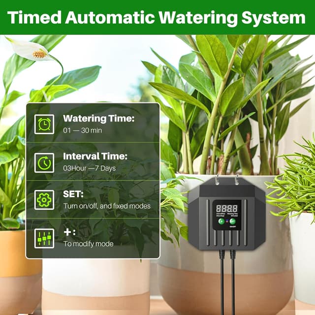 Detalle de Biling Solar Drip Irrigation System Kit (15m) with Solar Automatic Watering Controller