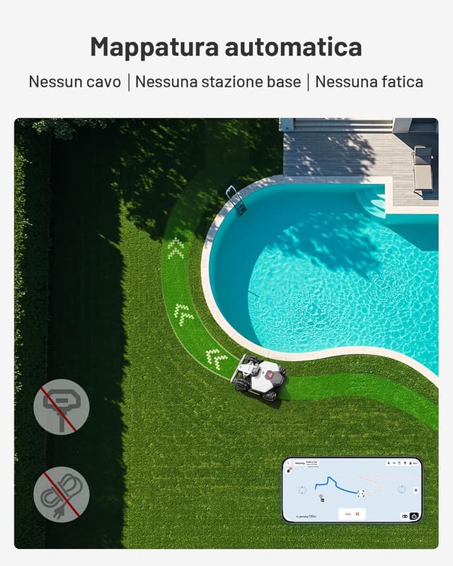 Detalle de Mammotion LUBA mini AWD LiDAR (3D + Vision) – robot tagliaerba senza fili con mappatura automatica e modulo 4G
